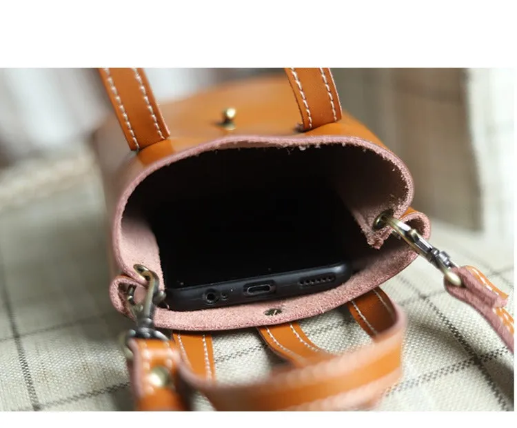 Brown LEATHER Small Cute HandBag WOMEN SHOULDER BAG Small Crossbody Purse FOR WOMEN