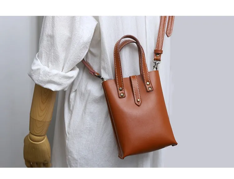 Brown LEATHER Small Cute HandBag WOMEN SHOULDER BAG Small Crossbody Purse FOR WOMEN