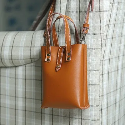 Brown LEATHER Small Cute HandBag WOMEN SHOULDER BAG Small Crossbody Purse FOR WOMEN