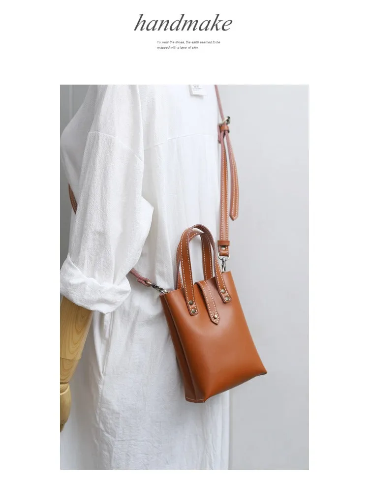 Brown LEATHER Small Cute HandBag WOMEN SHOULDER BAG Small Crossbody Purse FOR WOMEN