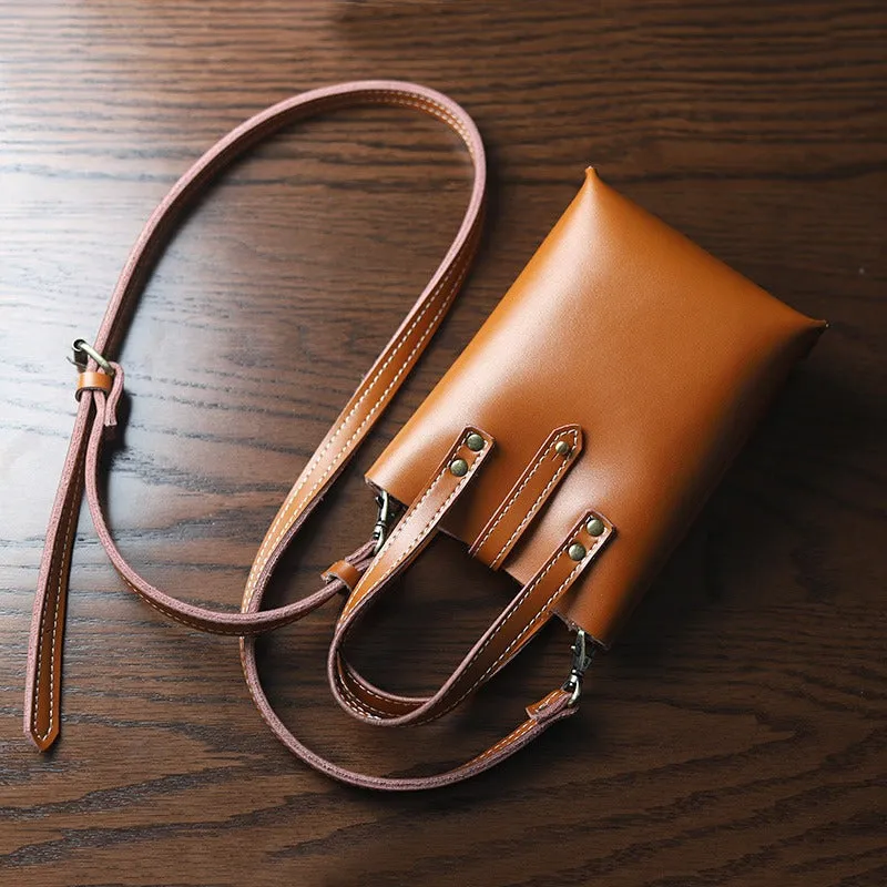 Brown LEATHER Small Cute HandBag WOMEN SHOULDER BAG Small Crossbody Purse FOR WOMEN