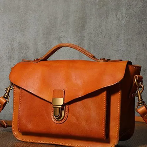 Brown Vintage Womens Leather Small Satchel Womens Satchel Handbags Shoulder Purse