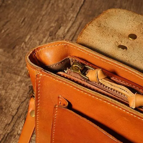 Brown Vintage Womens Leather Small Satchel Womens Satchel Handbags Shoulder Purse