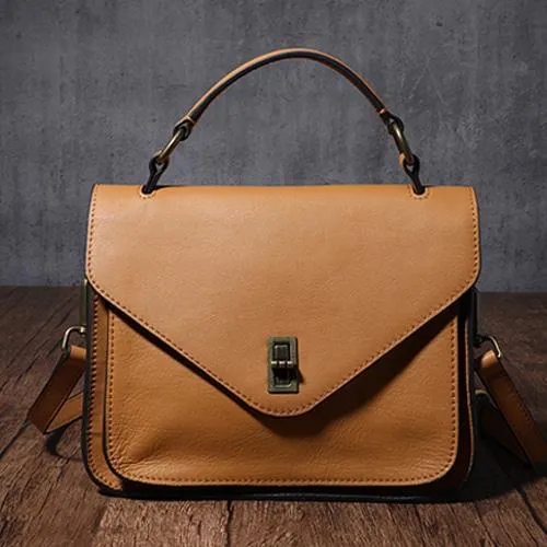 Brown Womens Fashion Leather Satchel Handbag Black Purse Small Satchel Bag for Ladies