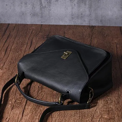 Brown Womens Fashion Leather Satchel Handbag Black Purse Small Satchel Bag for Ladies