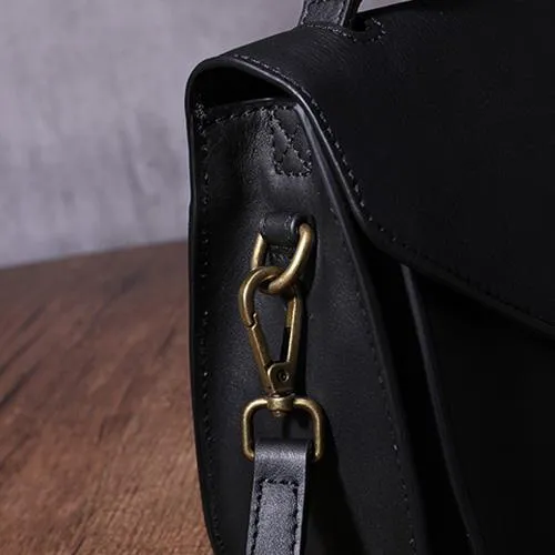 Brown Womens Fashion Leather Satchel Handbag Black Purse Small Satchel Bag for Ladies