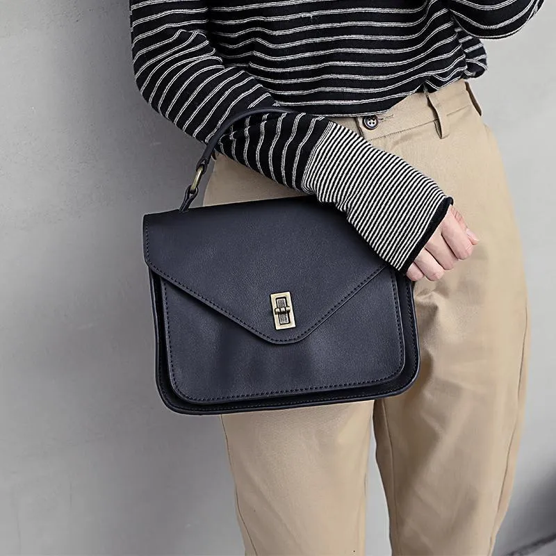 Brown Womens Fashion Leather Satchel Handbag Black Purse Small Satchel Bag for Ladies
