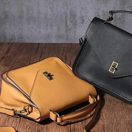 Brown Womens Fashion Leather Satchel Handbag Black Purse Small Satchel Bag for Ladies