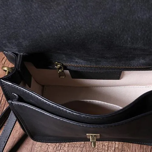 Brown Womens Fashion Leather Satchel Handbag Black Purse Small Satchel Bag for Ladies