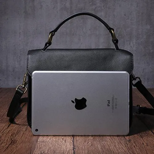 Brown Womens Fashion Leather Satchel Handbag Black Purse Small Satchel Bag for Ladies