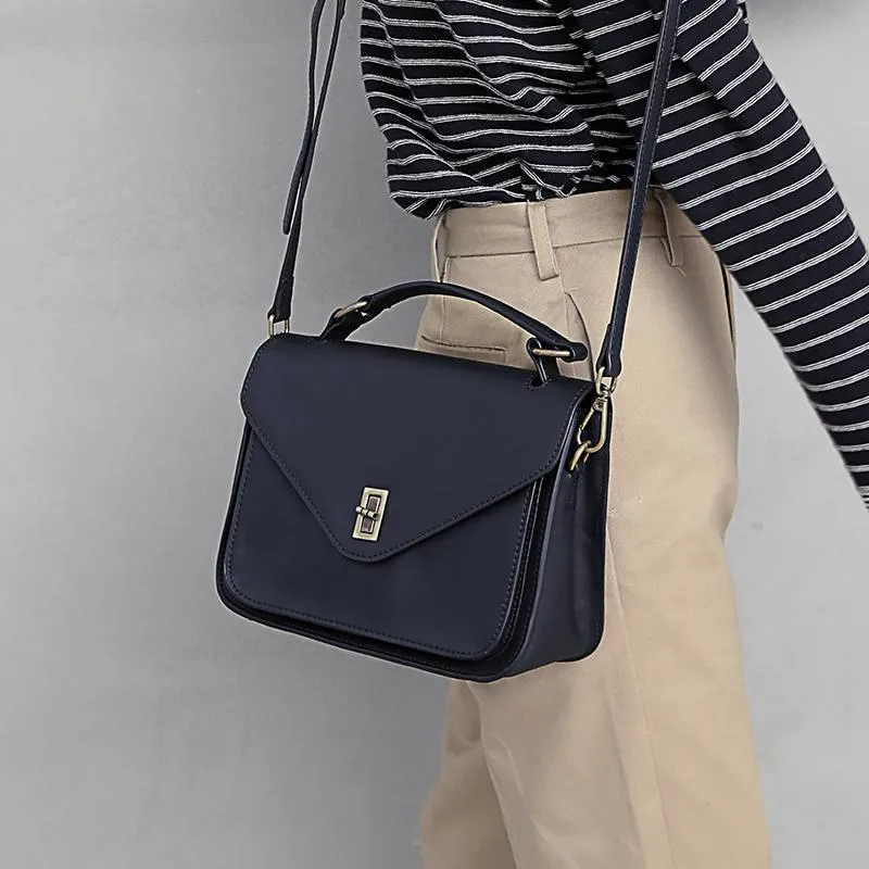Brown Womens Fashion Leather Satchel Handbag Black Purse Small Satchel Bag for Ladies