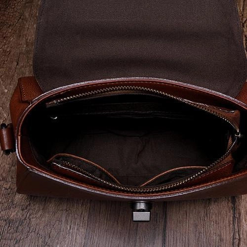 Brown Geometric Vintage Womens Handbag Leather Black Shoulder Handbag Purse