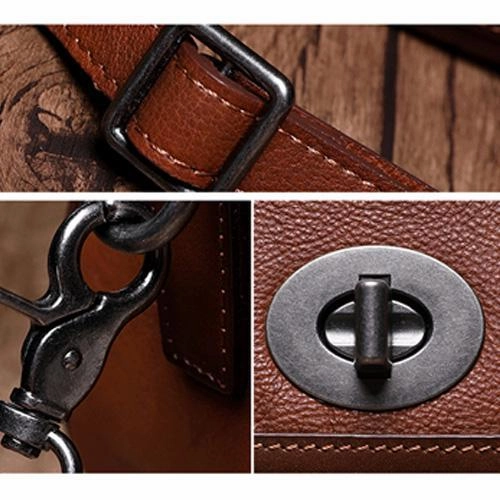 Brown Geometric Vintage Womens Handbag Leather Black Shoulder Handbag Purse