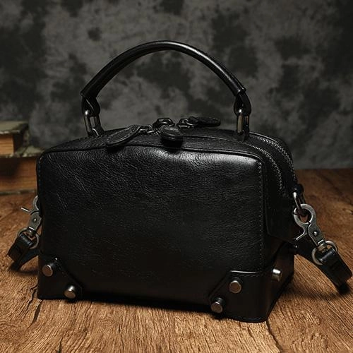 Brown Leather Satchel Box Handbags Womens Red Satchel Small Crossbody Bag for Ladies