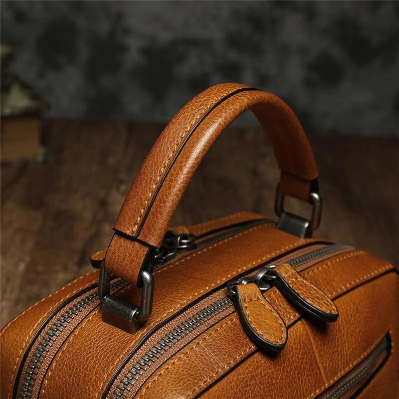 Brown Leather Satchel Box Handbags Womens Red Satchel Small Crossbody Bag for Ladies