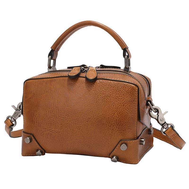 Brown Leather Satchel Box Handbags Womens Red Satchel Small Crossbody Bag for Ladies