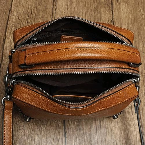 Brown Leather Satchel Box Handbags Womens Red Satchel Small Crossbody Bag for Ladies