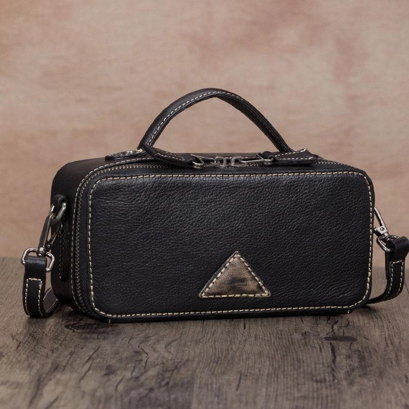Brown Leather Womens Small Box Handbag Shoulder Purse Satchel Womens Mini Side Bag Purse