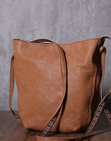 Brown Leather Womens SMall Shoulder Bucket Bag Black Barrel Shoulder Purse for Ladies