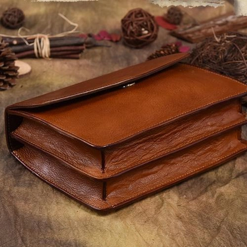 Brown Leather Womens Vintage Small Shoulder Purse Black Wide Strap Shoulder Bag for Ladies
