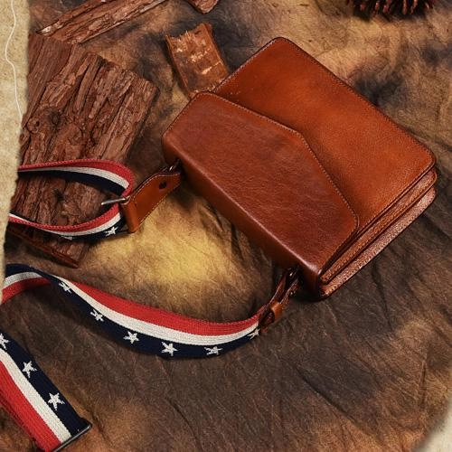 Brown Leather Womens Vintage Small Shoulder Purse Black Wide Strap Shoulder Bag for Ladies