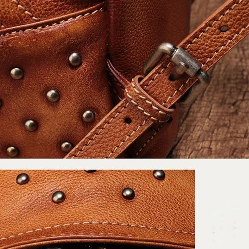 Brown Vintage Leather Womens Backpacks Small Black Leather Backpack for Ladies