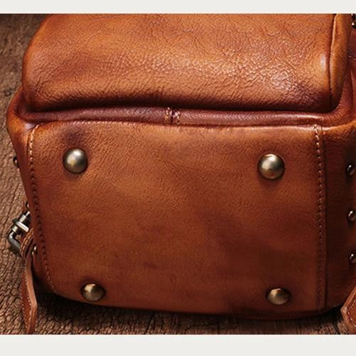 Brown Vintage Leather Womens Backpacks Small Black Leather Backpack for Ladies