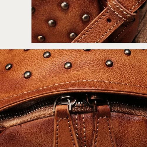 Brown Vintage Leather Womens Backpacks Small Black Leather Backpack for Ladies