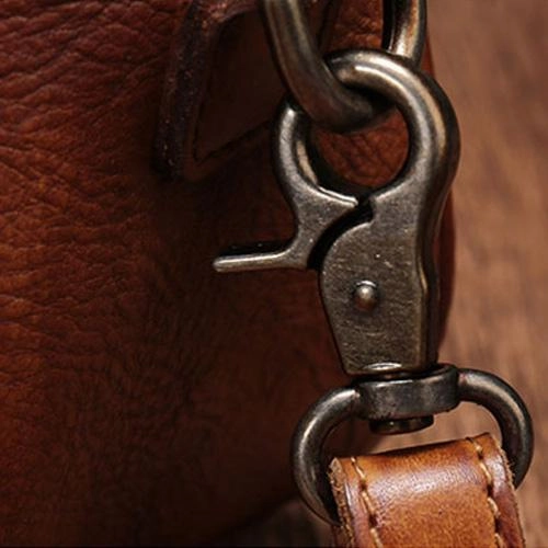 Brown Vintage Womens Leather Rivet Handbag Red Side Bag Satchel Bag Purse for Ladies