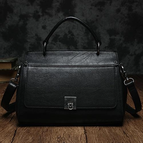 Brown Vintage Womens Leather Satchel Handbags Red Shoulder Bag Purses for Ladies