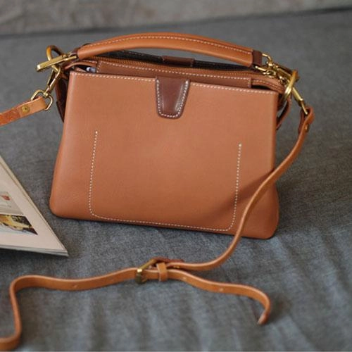 Brown Womens Leather Satchel Handbag Purse Small Brown Leather Work Handbag Crossbody Bag