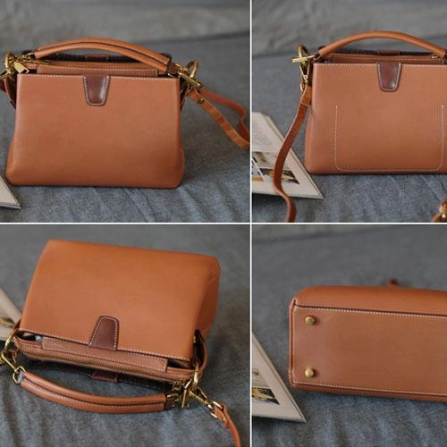 Brown Womens Leather Satchel Handbag Purse Small Brown Leather Work Handbag Crossbody Bag
