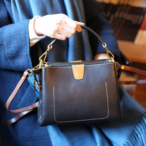 Brown Womens Leather Satchel Handbag Purse Small Brown Leather Work Handbag Crossbody Bag