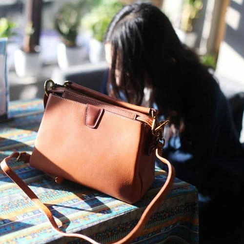 Brown Womens Leather Satchel Handbag Purse Small Brown Leather Work Handbag Crossbody Bag