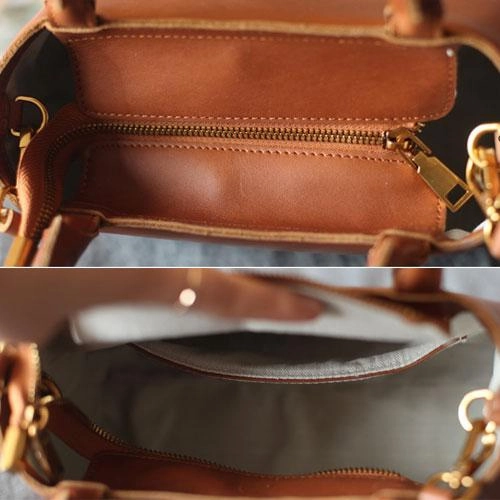 Brown Womens Leather Satchel Handbag Purse Small Structured Handbag Satchel Purse for Ladies