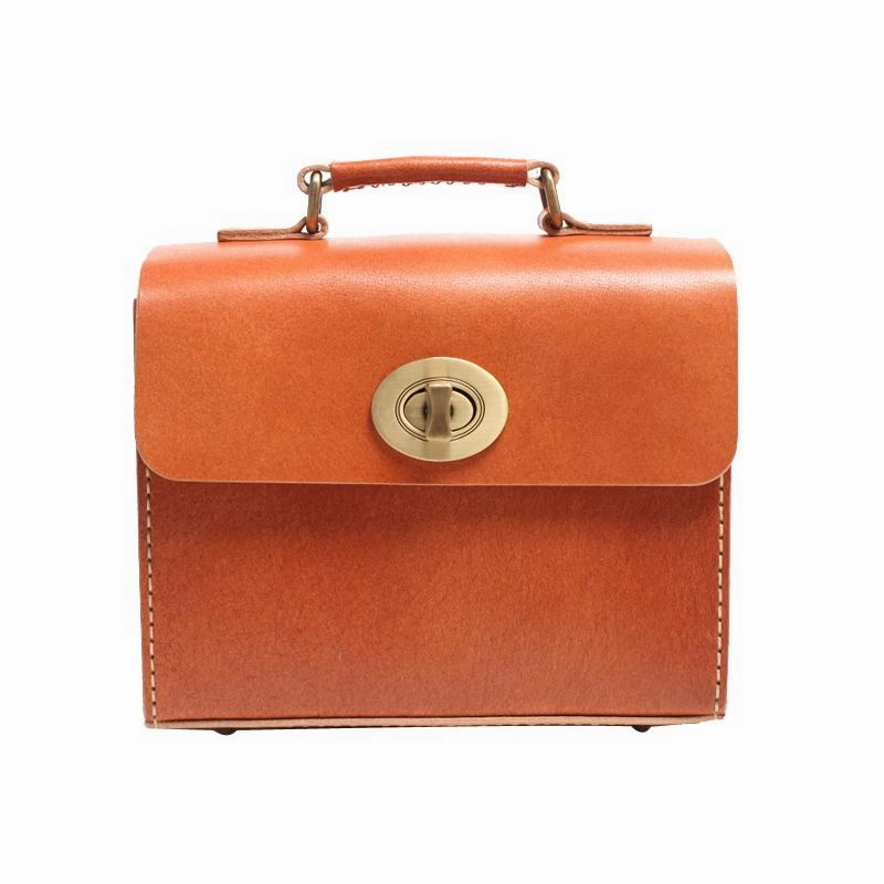 Brown Womens Leather Square Satchel Side Bag School Bag Handle Satchel Handbag Purse Bag