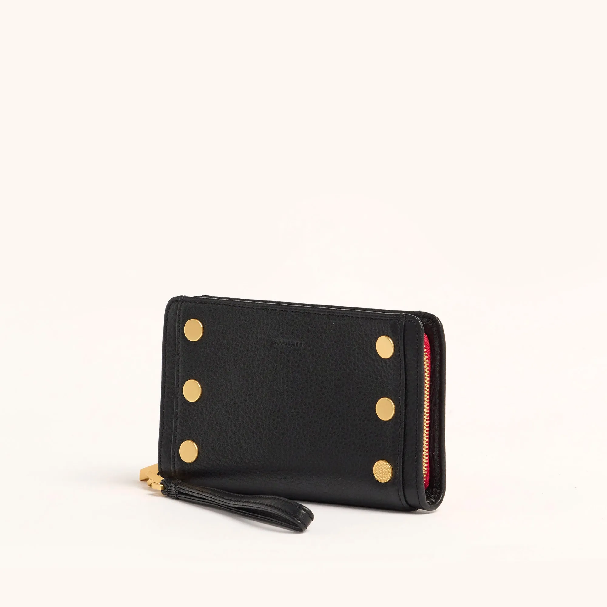 Bryant Wallet | Black/Brushed Gold Red Zip