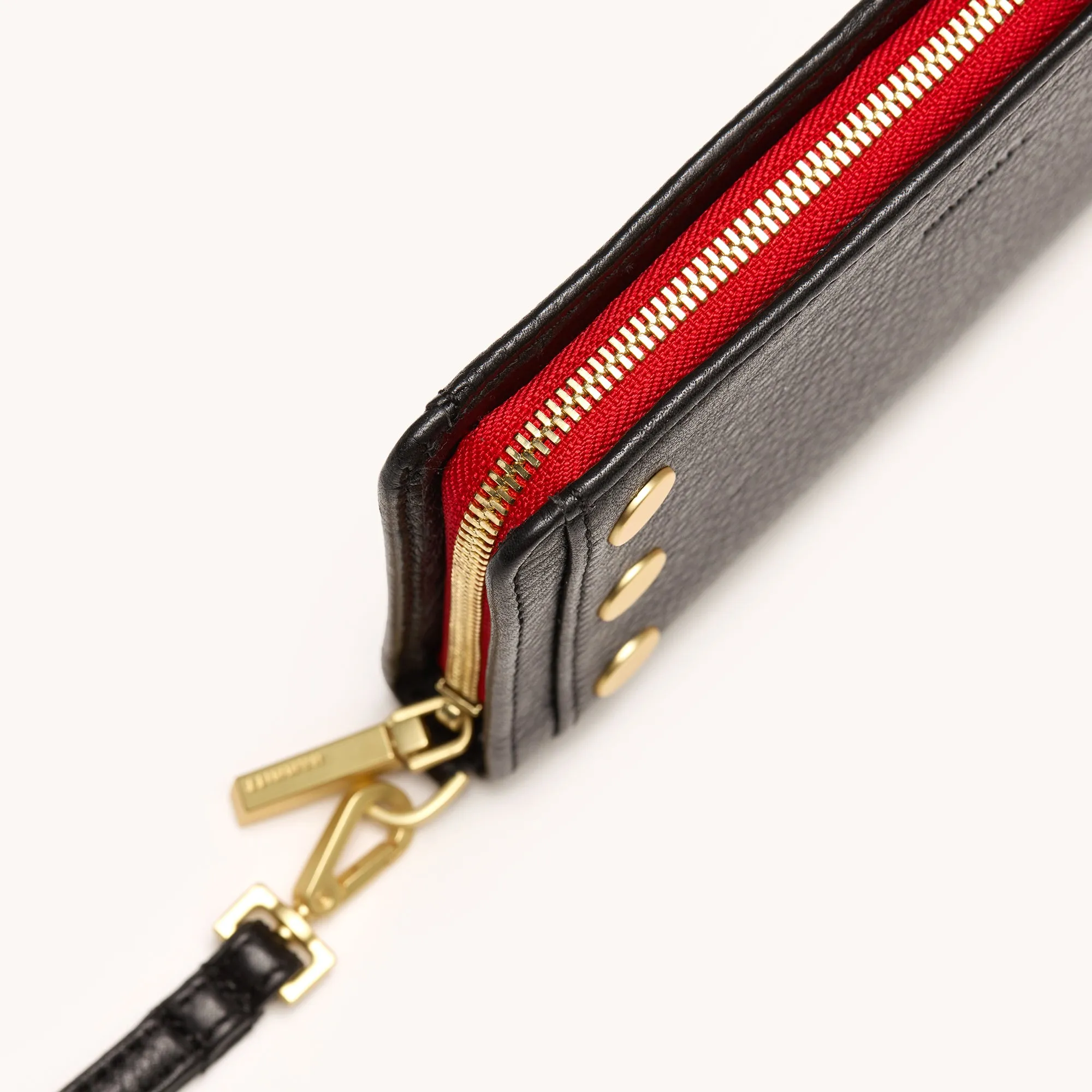 Bryant Wallet | Black/Brushed Gold Red Zip