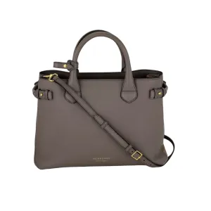 Burberry Banner House Check Leather Canvas Medium Hand Shoulder Bag