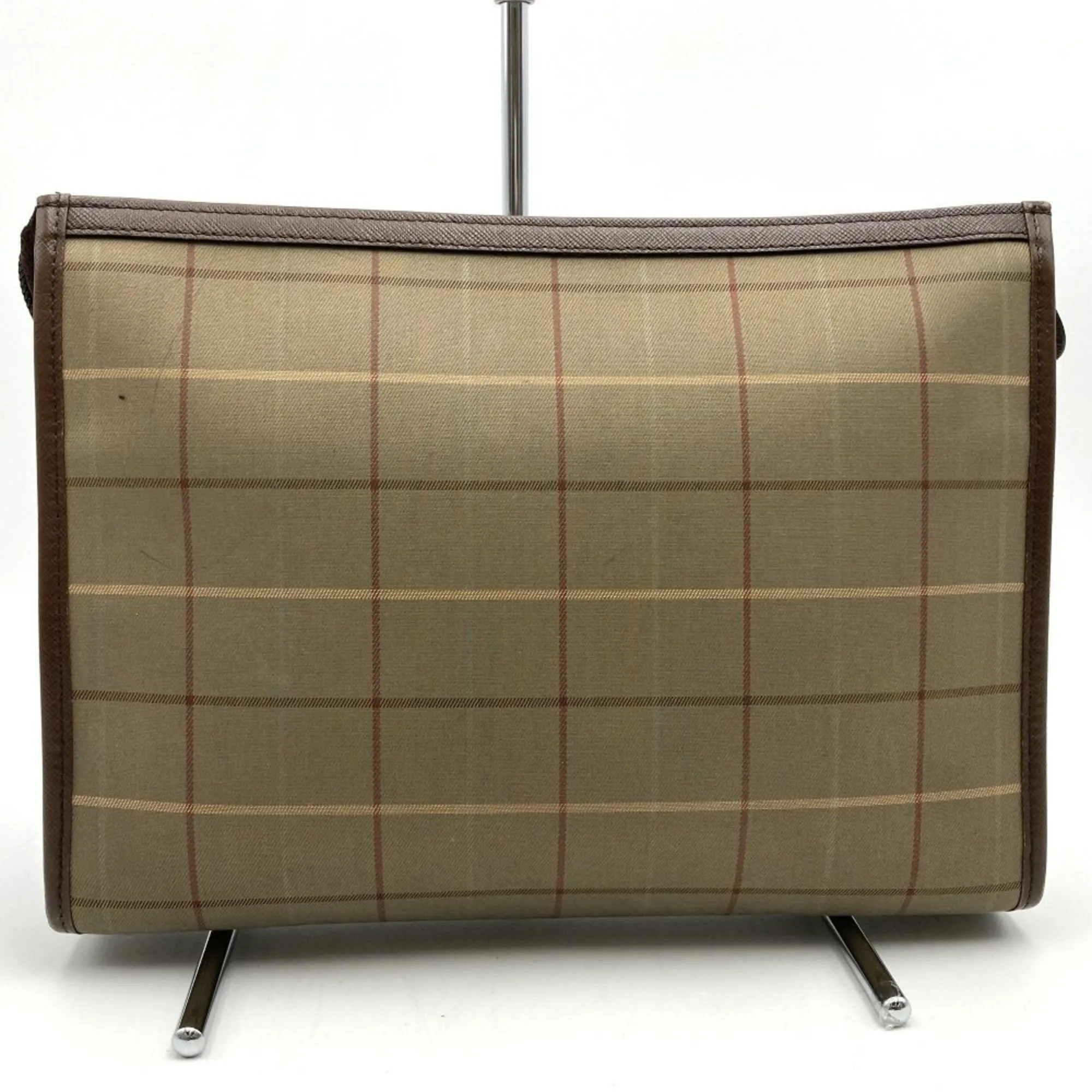 Burberry Burberrys Canvas Leather Clutch Bag (Pre-Owned)