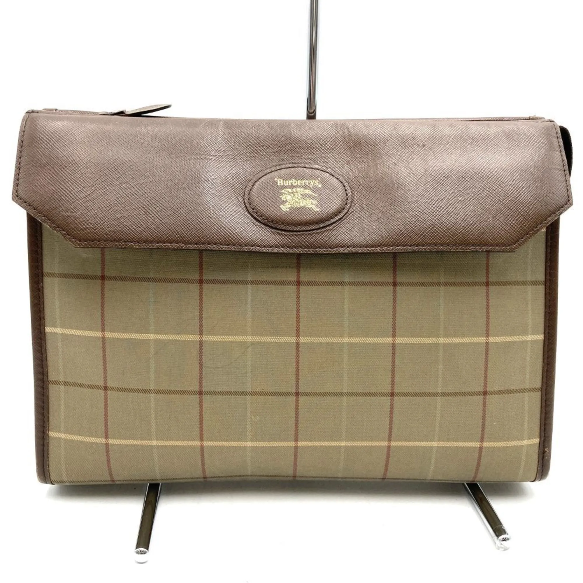 Burberry Burberrys Canvas Leather Clutch Bag (Pre-Owned)