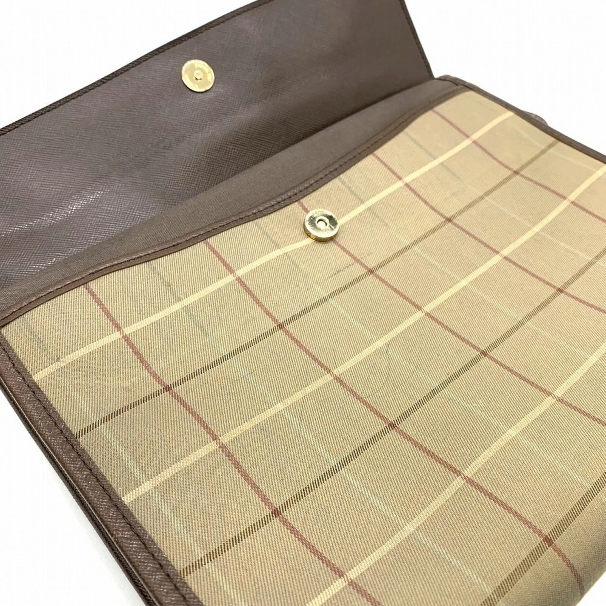 Burberry Burberrys Canvas Leather Clutch Bag (Pre-Owned)