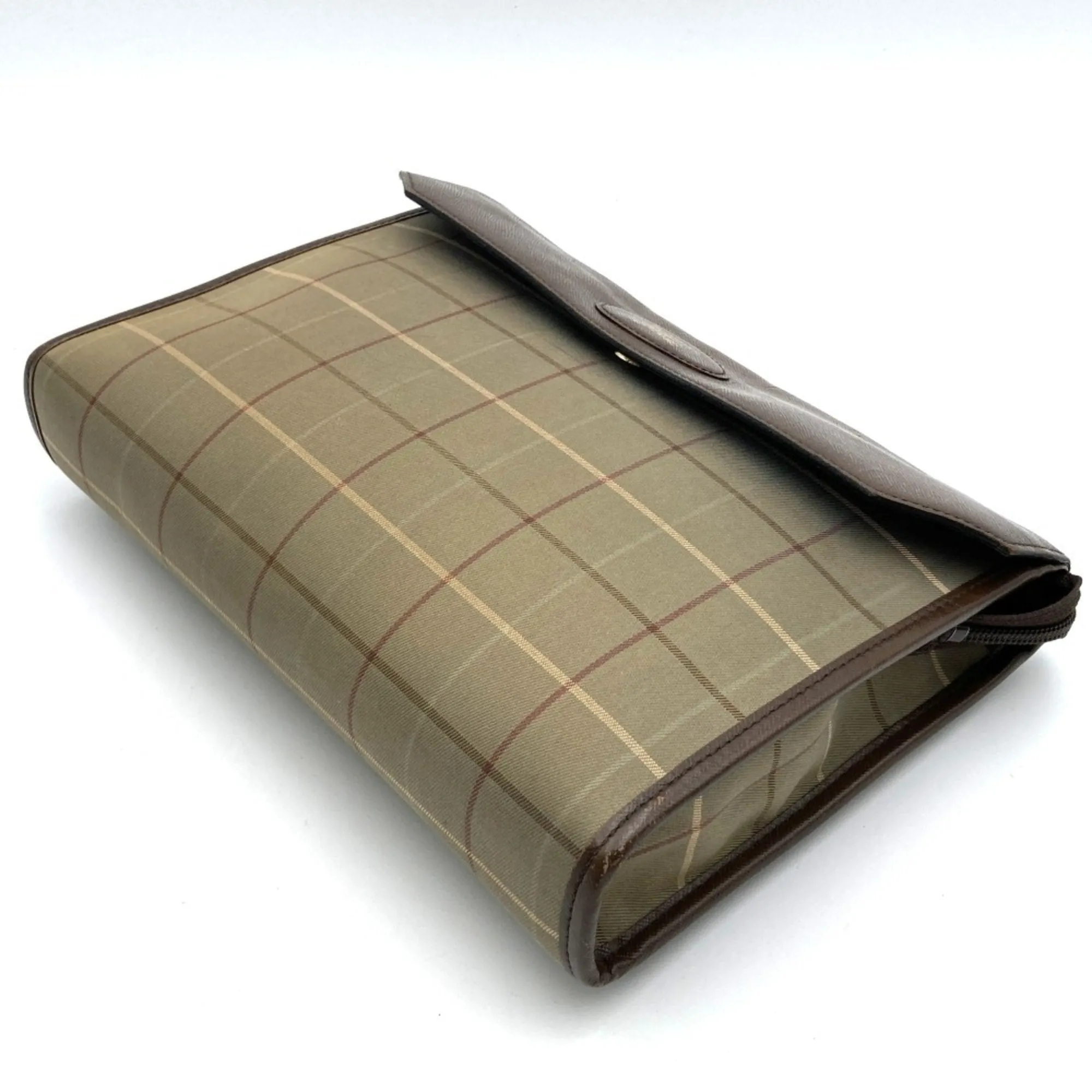 Burberry Burberrys Canvas Leather Clutch Bag (Pre-Owned)