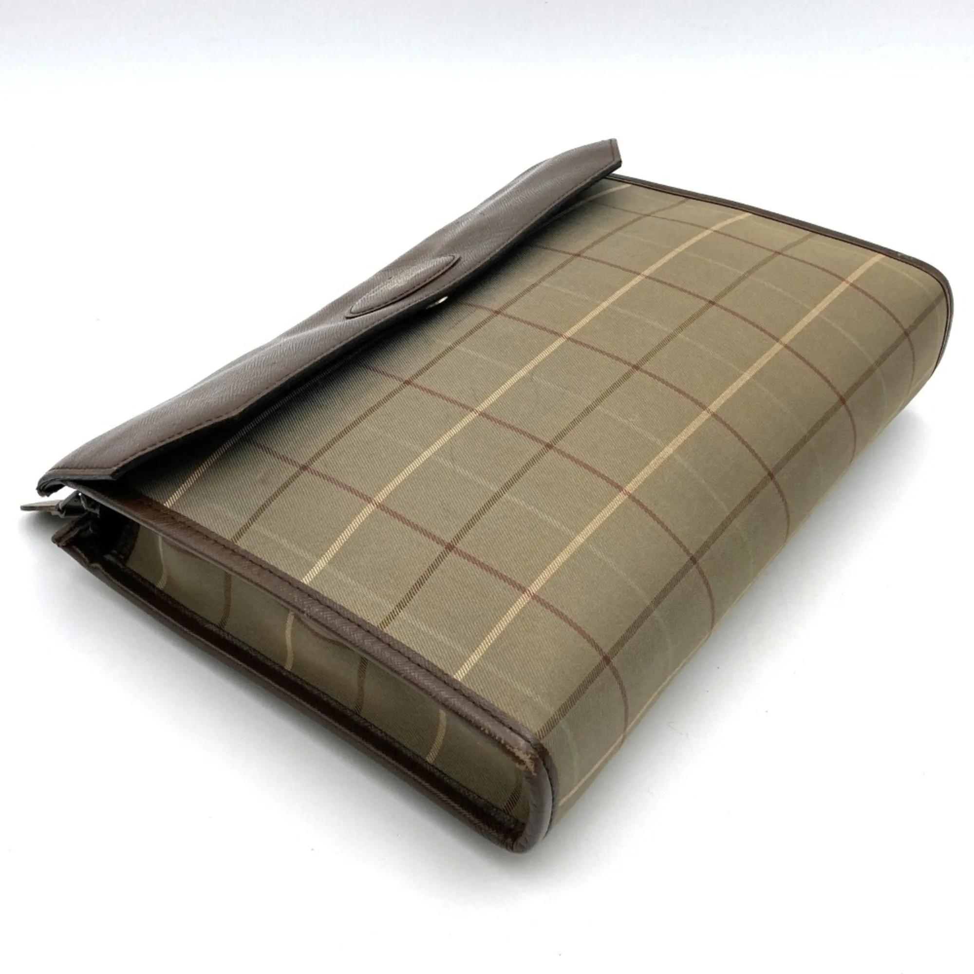 Burberry Burberrys Canvas Leather Clutch Bag (Pre-Owned)