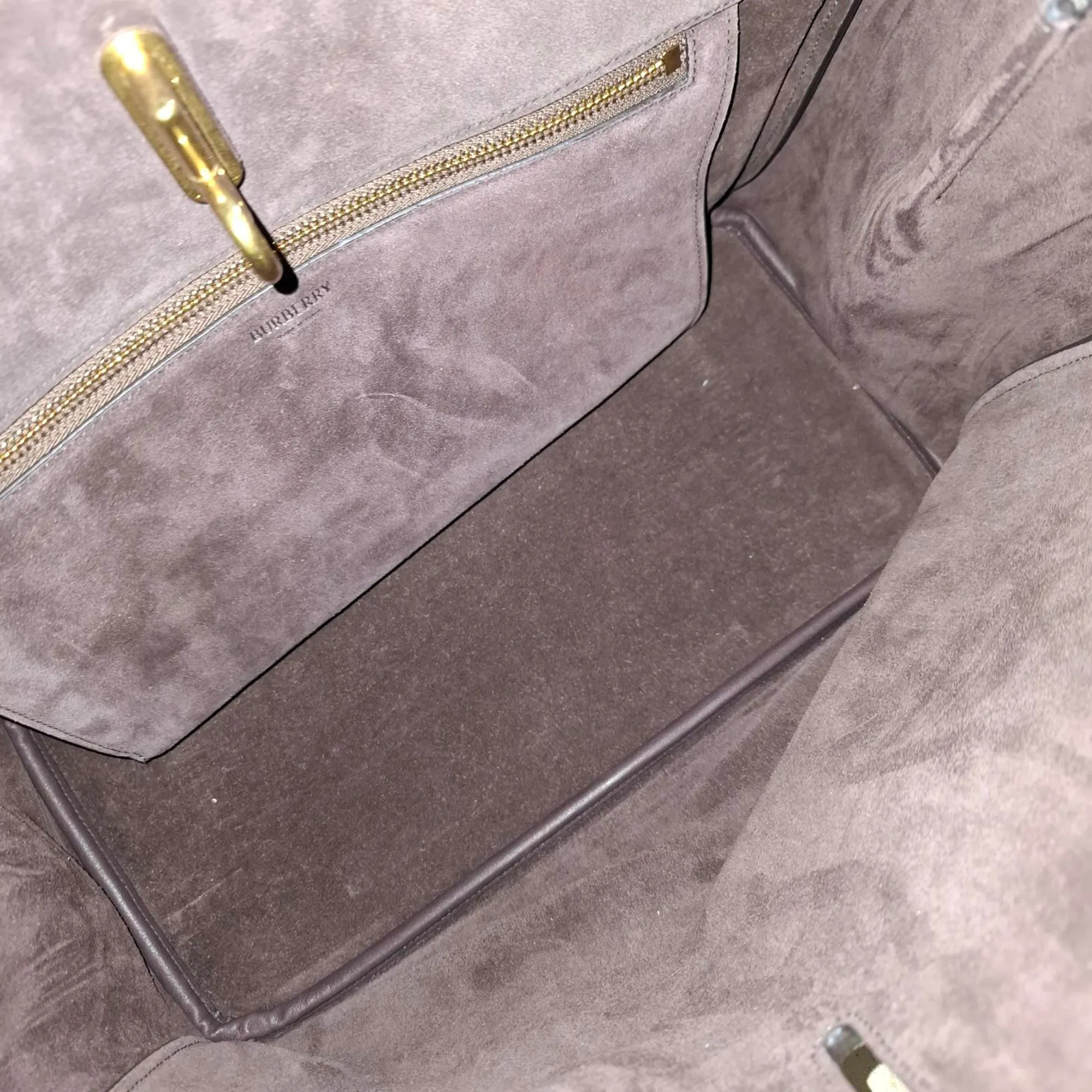 Burberry Medium Rocking Horse Tote Bag in Brown Suede