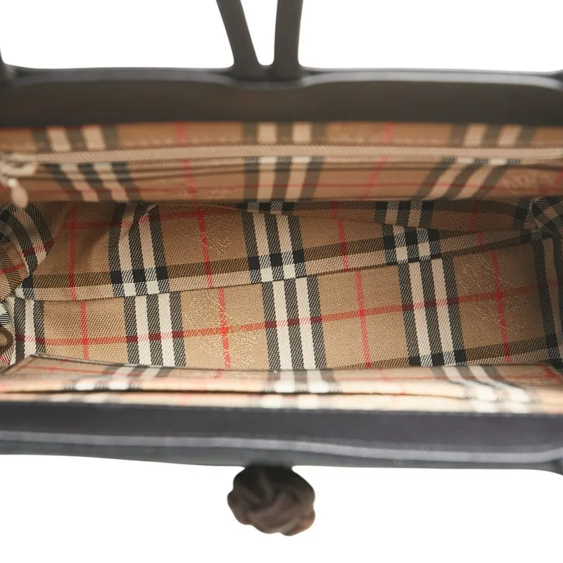 Burberry Nova Check Shadow Horse Leather Suede Handbag