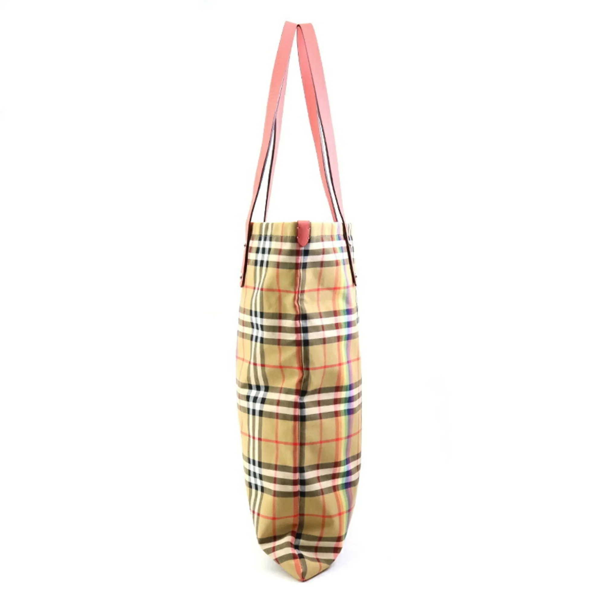 Burberry  pink Cotton Leather Shoulder Bag Tote Bag (Pre-Owned)