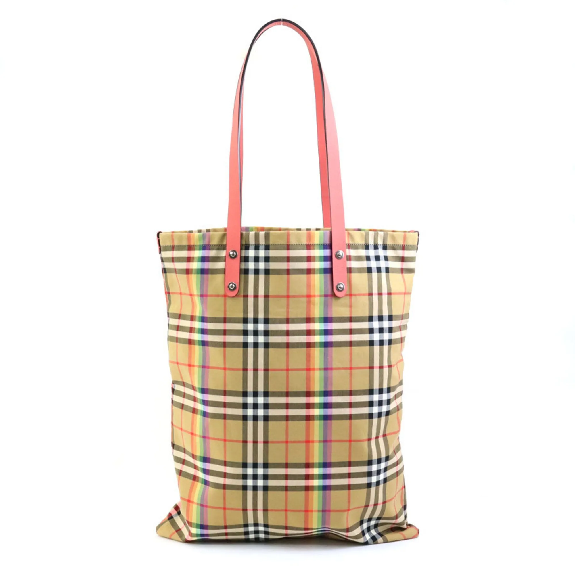 Burberry  pink Cotton Leather Shoulder Bag Tote Bag (Pre-Owned)