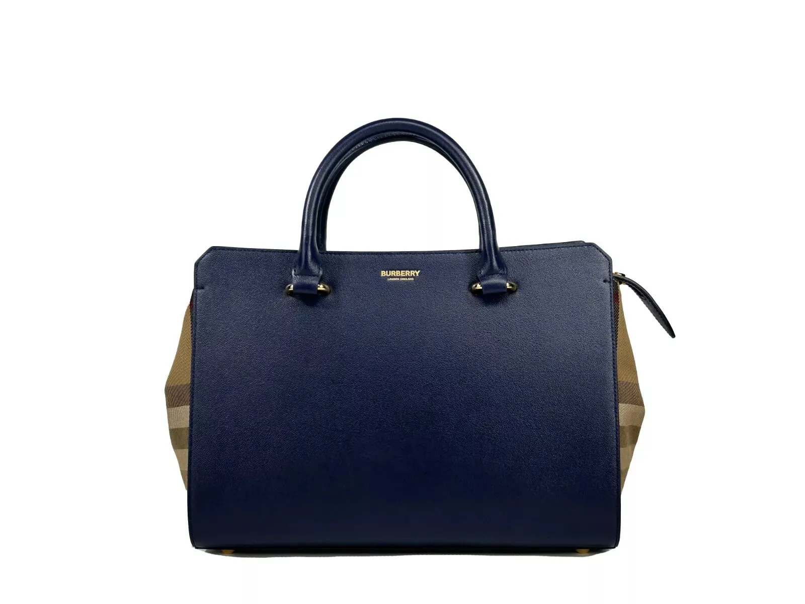 Burberry Small Banwell Leather Tote Bag Purse Women's blue