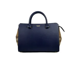 Burberry Small Banwell Leather Tote Bag Purse Women's blue